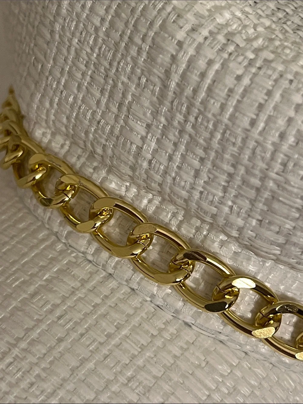 White Chain-Trim Baker Boy Cap - Women Accessories